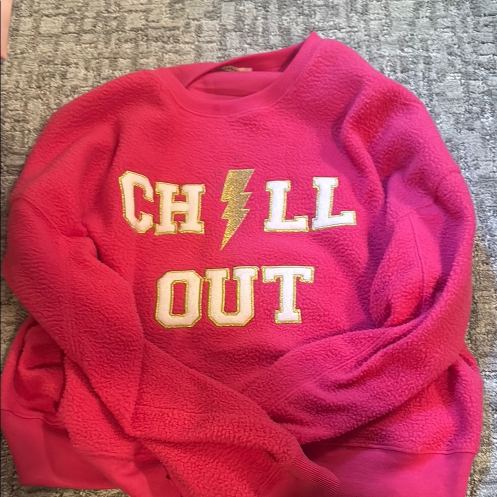 Dry Goods Fuchsia Sweatshirt with Gold Text